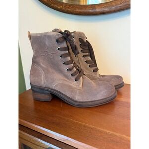 OTBT Suede Ankle Boots Women's Lace Up Zipper Combat Style Country Size 7.5M